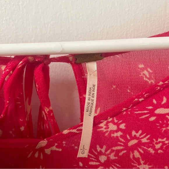 Free People Wallflower Floral Sheer Midi Dress With Slip Red Raspberry Size L - Picture 7 of 8